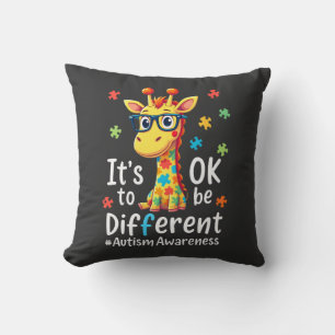 Autism Awareness Cute Giraffe Animal Its Ok To Be Throw Pillow