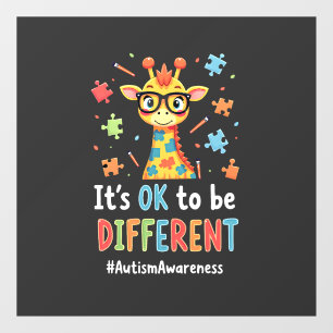 Autism Awareness Cute Giraffe Animal Its Ok To Be  Window Cling