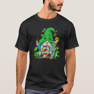 Autism Awareness Cute Gnomes Shamrock St Patricks  T-Shirt