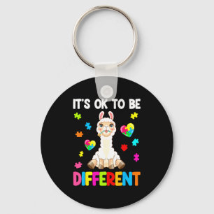 Autism Awareness Cute Llama It S Ok To Be Differe Keychain