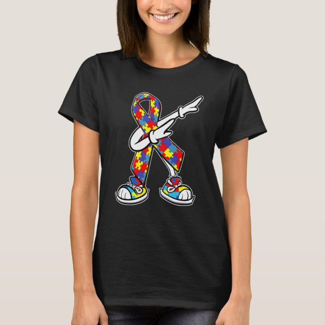 Autism Awareness Dabbing Puzzle Piece Love Dab Dan T-Shirt (Front)