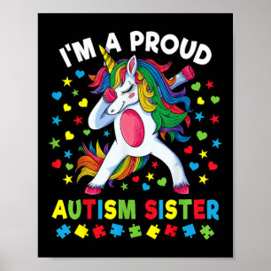 Autism Awareness Dabbing Unicorn Girl Proud Autism Poster