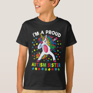 Autism Awareness Dabbing Unicorn Girl Proud Autism T-Shirt