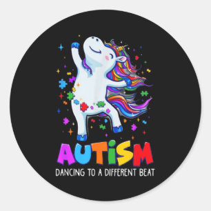 Autism Awareness Dabbing Unicorn Puzzle Piece Kids Classic Round Sticker