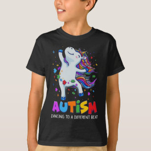Autism Awareness Dabbing Unicorn Puzzle Piece Kids T-Shirt