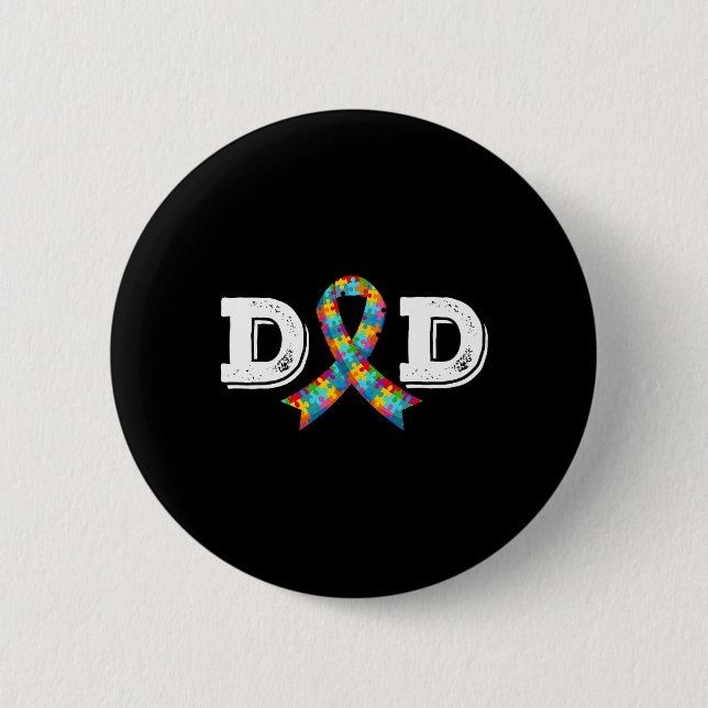 Autism Awareness Dad Father Acceptance Diffirent R 2 Inch Round Button (Front)