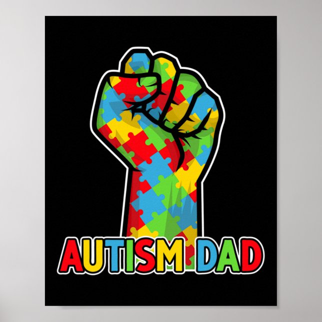 Autism Awareness Dad Father Acceptance Men Support Poster (Front)