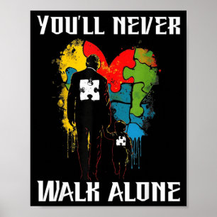 Autism awareness dad puzzle heart design poster