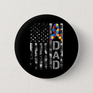 Autism Awareness Dad Usa Flag Fathers Day 1 2 Inch Round Button
