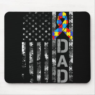 Autism Awareness Dad Usa Flag Fathers Day 1 Mouse Pad