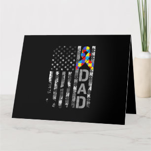 Autism Awareness Dad USA Flag Fathers day Card