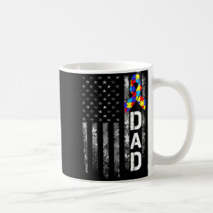 Autism Awareness Dad USA Flag Fathers Day Coffee Mug