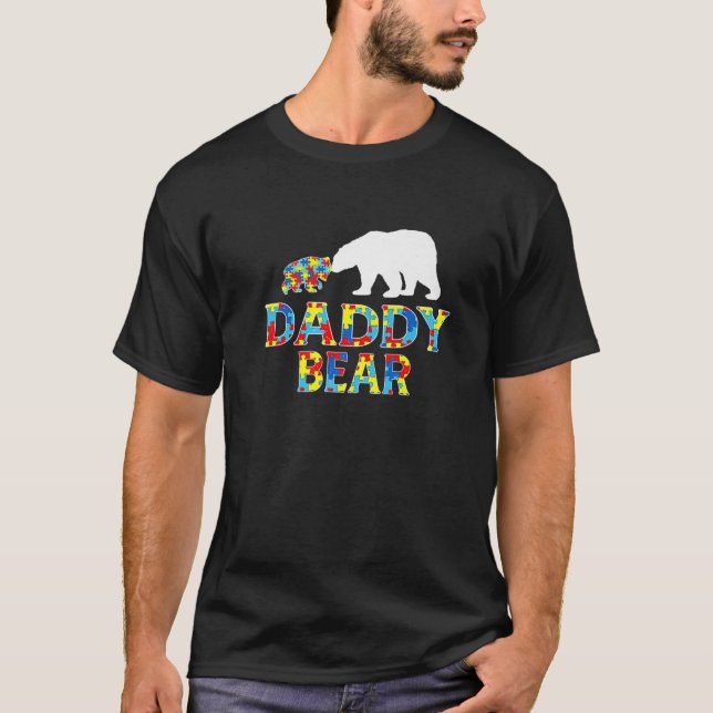 Autism Awareness Daddy Bear Support Autistic T-Shirt (Front)