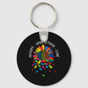 Autism Awareness Daisy Flower Accept Understand Lo Keychain
