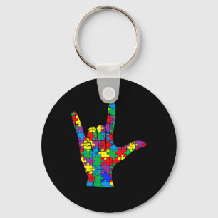 Autism Awareness Day Autistic Child Asl Love Sign  Keychain