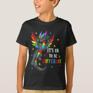 Autism Awareness Day Dragon Gift, Its Ok To Be Dif T-Shirt