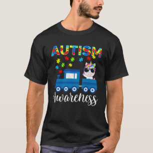 Autism Awareness Day Unicorn Train Puzzle Piece T-Shirt