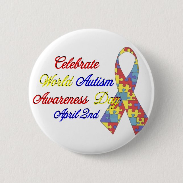 Autism Awareness Dayu 2 Inch Round Button (Front)