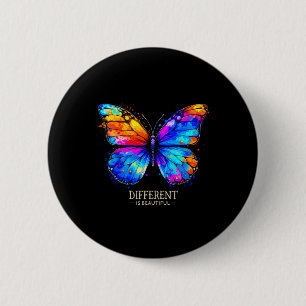 Autism Awareness Different Is Beautiful Butterfly  2 Inch Round Button