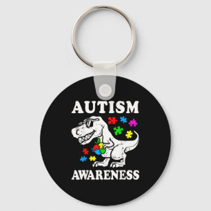Autism awareness dino t-rex dinosaur puzzle women keychain