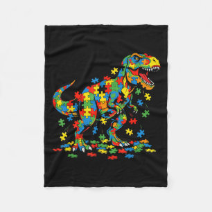 Autism awareness dinosaur colourful puzzle autisti fleece blanket