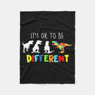 Autism Awareness Dinosaur Kid Boys Its Ok To Be Di Fleece Blanket