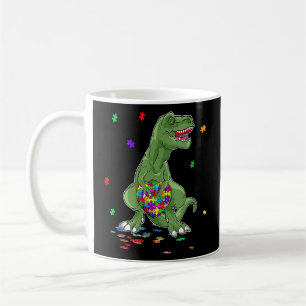 Autism Awareness Dinosaur T Rex Heart Puzzle Piec Coffee Mug