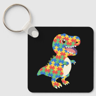 Autism Awareness Dinosaurs Keychain