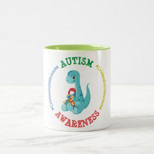 Autism Awareness Dinosaurs Two-Tone Coffee Mug
