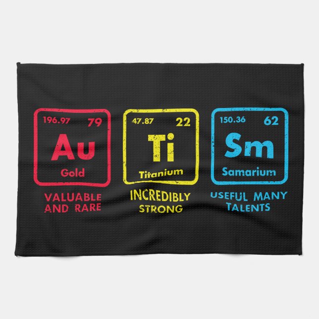 Autism Awareness Elements Periodic Table Kitchen Towel (Horizontal)