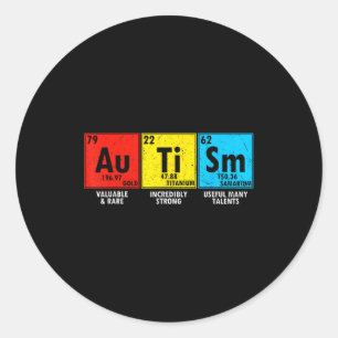 Autism Awareness Elements Periodic Table Men Women Classic Round Sticker