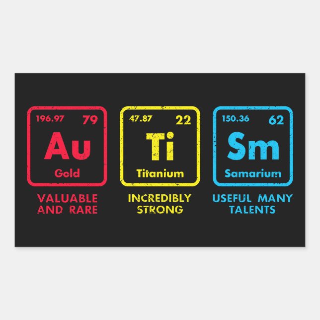 Autism Awareness Elements Periodic Table Sticker (Front)