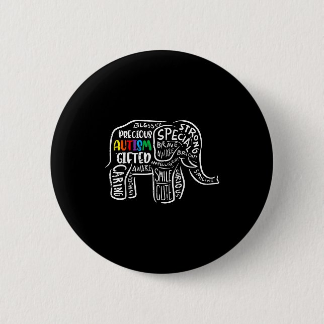 Autism Awareness Elephant Acceptance Autistic Men  2 Inch Round Button (Front)