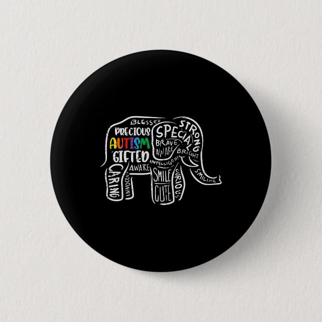 Autism Awareness Elephant Acceptance Autistic Men  2 Inch Round Button (Front)