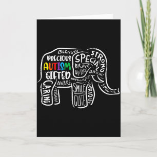 Autism Awareness Elephant Acceptance Autistic Men  Card