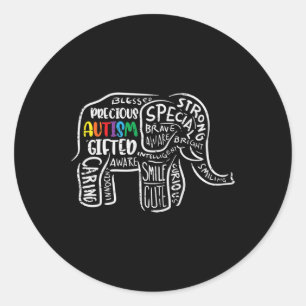 Autism Awareness Elephant Acceptance Autistic Men Classic Round Sticker