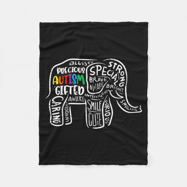 Autism Awareness Elephant Acceptance Autistic Men  Fleece Blanket (Front)