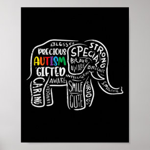Autism Awareness Elephant Acceptance Autistic Men  Poster