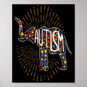 Autism Awareness Elephant Boys Kids Men Girls Wom Poster