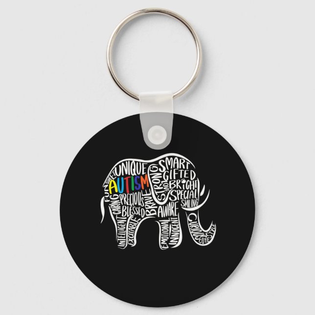 Autism Awareness Elephant Keychain (Front)