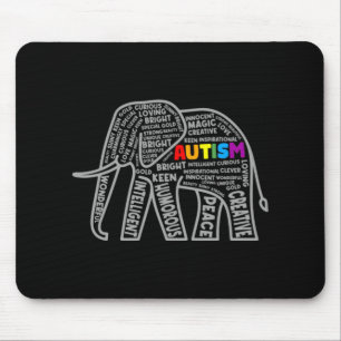 Autism Awareness Elephant Tygraphy T Shirt  Mouse Pad