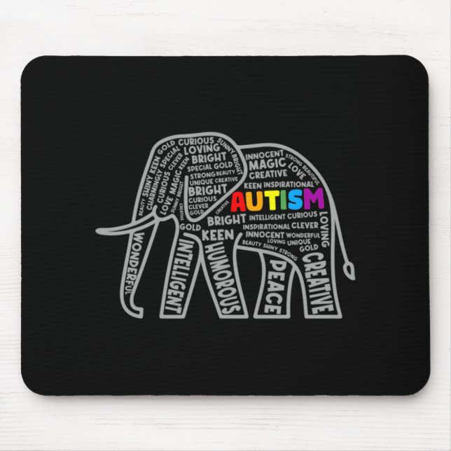Autism Awareness Elephant Tygraphy T Shirt  Mouse Pad (Front)