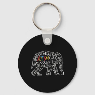 Autism Awareness Elephant Words Animal Lover Gift Keychain