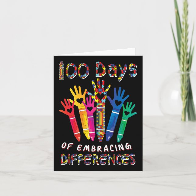 Autism Awareness Embrace Differences 100 Days Of S Card (Front)