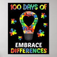 Autism Awareness Embrace Differences 100 Days Of S