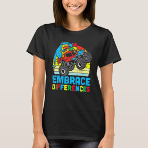 Autism Awareness Embrace Differences Trex Monster  T-Shirt