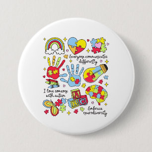 Autism Awareness Embrace Diversity Neuro Inclusive 3 Inch Round Button