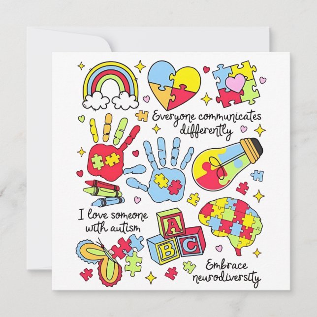 Autism Awareness Embrace Diversity Neuro Inclusive Invitation (Front)