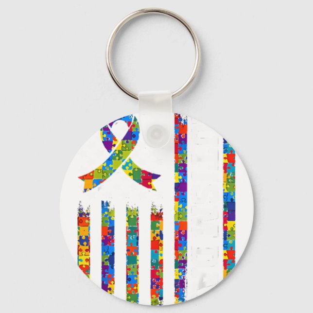 Autism Awareness Flagpuzzle Autisticsupport Autism Keychain (Front)