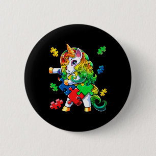 Autism Awareness Flossing Unicorn Puzzle Piece Gif 2 Inch Round Button